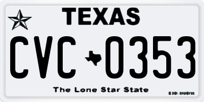 TX license plate CVC0353