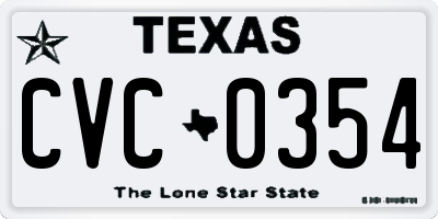TX license plate CVC0354