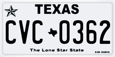TX license plate CVC0362