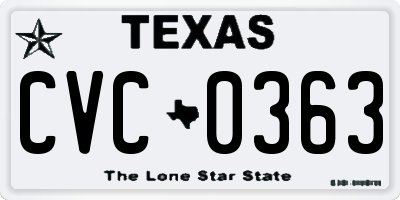 TX license plate CVC0363