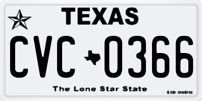 TX license plate CVC0366