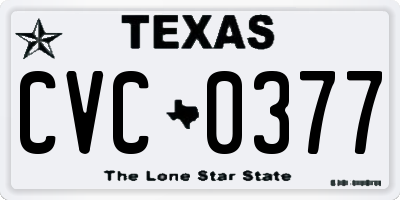 TX license plate CVC0377