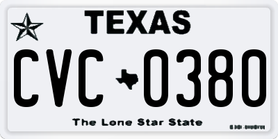 TX license plate CVC0380