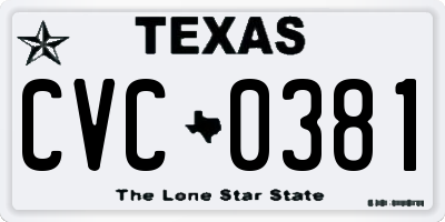 TX license plate CVC0381