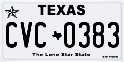 TX license plate CVC0383