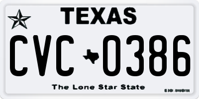 TX license plate CVC0386