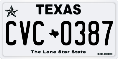 TX license plate CVC0387