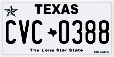 TX license plate CVC0388