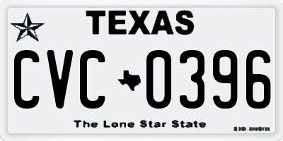 TX license plate CVC0396