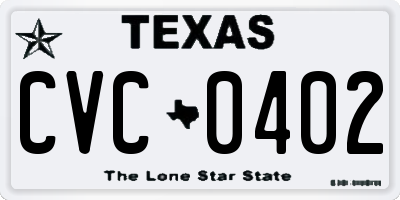 TX license plate CVC0402