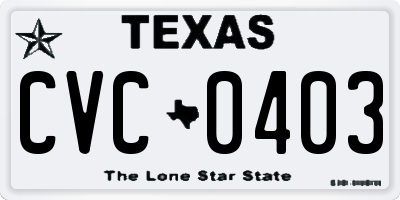 TX license plate CVC0403