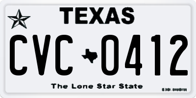 TX license plate CVC0412
