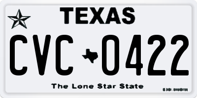 TX license plate CVC0422