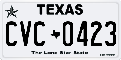 TX license plate CVC0423