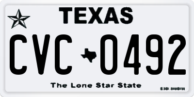 TX license plate CVC0492