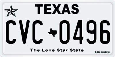 TX license plate CVC0496