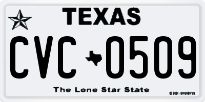 TX license plate CVC0509