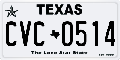 TX license plate CVC0514