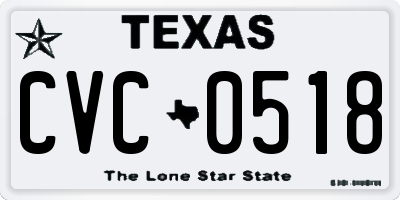 TX license plate CVC0518