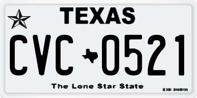 TX license plate CVC0521