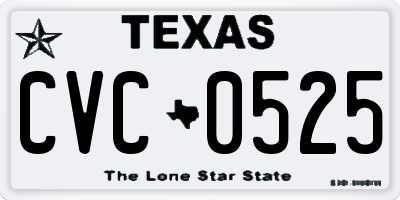 TX license plate CVC0525