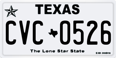 TX license plate CVC0526