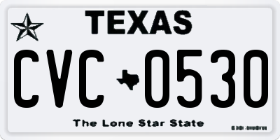 TX license plate CVC0530