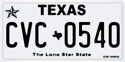 TX license plate CVC0540