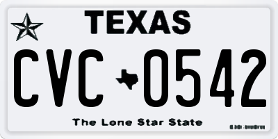 TX license plate CVC0542