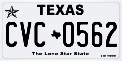 TX license plate CVC0562