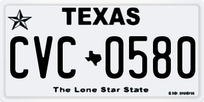 TX license plate CVC0580