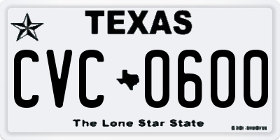 TX license plate CVC0600