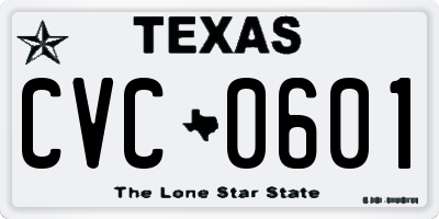 TX license plate CVC0601