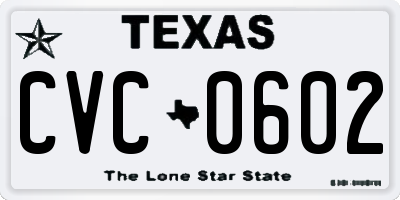 TX license plate CVC0602