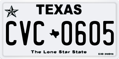 TX license plate CVC0605
