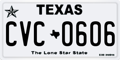 TX license plate CVC0606