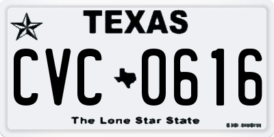 TX license plate CVC0616