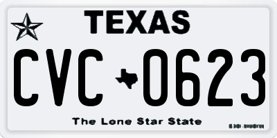 TX license plate CVC0623