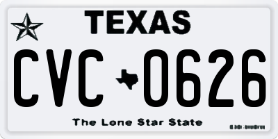 TX license plate CVC0626