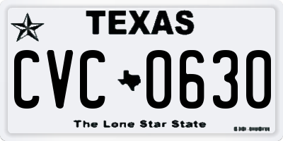 TX license plate CVC0630