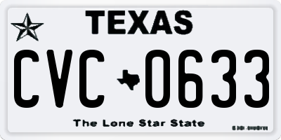 TX license plate CVC0633