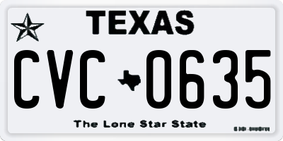 TX license plate CVC0635