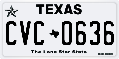 TX license plate CVC0636