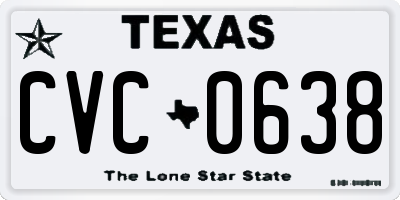 TX license plate CVC0638