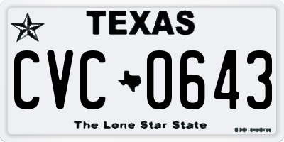 TX license plate CVC0643
