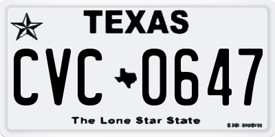 TX license plate CVC0647