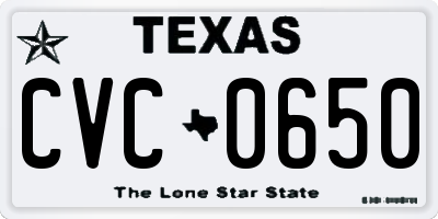 TX license plate CVC0650