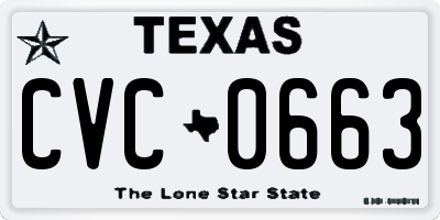 TX license plate CVC0663
