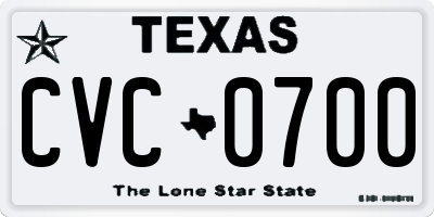 TX license plate CVC0700