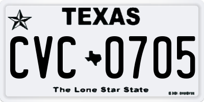 TX license plate CVC0705